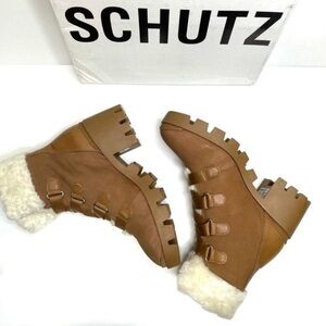 SCHUTZ Women's Brown Winter Boots with Shearling